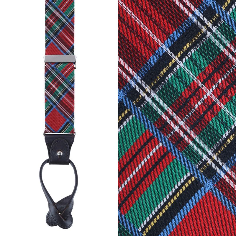 Trafalgar Men's Nicholas Tartan Plaid Button End Silk Suspenders — image 2 of 3